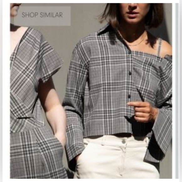 Oak + Fort Asymmetrical Off Shoulder, size small. - Picture 2 of 7